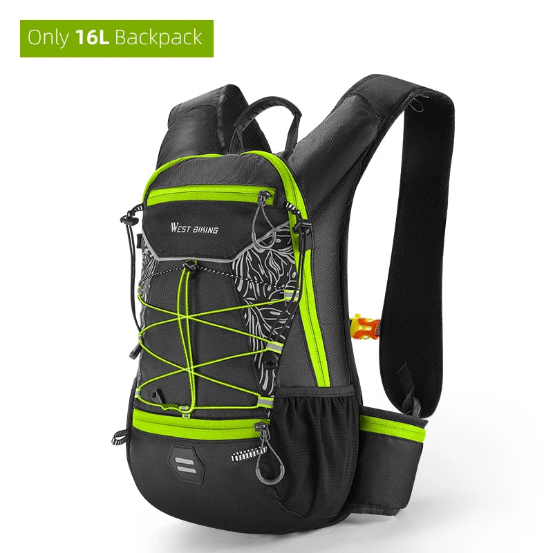 WEST BIKING 7L/16L Cycling Backpack Breathable Reflective Outdoor Climbing Hiking Hydration Backpack Bike Helmet Storage Bag