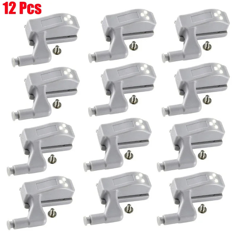 1-12Pcs Universal LED Inner Hinge Lamp Cabinet Induction Light Wardrobe Cupboard Sensor Lamp Bedroom Kitchen Closet Night Lights