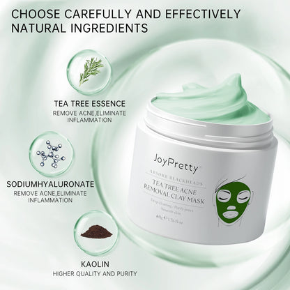 Tea Tree Face Masks Oil Control Shrink Enlarged Pores Blackhead Remover Nourishing Facial Cleansing Clay Mask Skin Care Beauty
