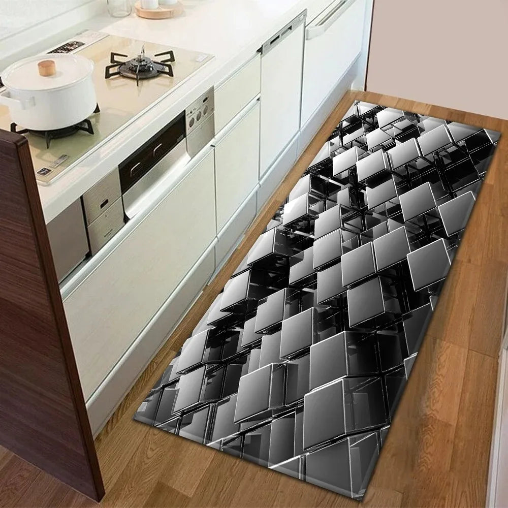 Sci-fi Geometric Square Pattern Home Kitchen Floor Mat Door Front Decoration Floor Mat