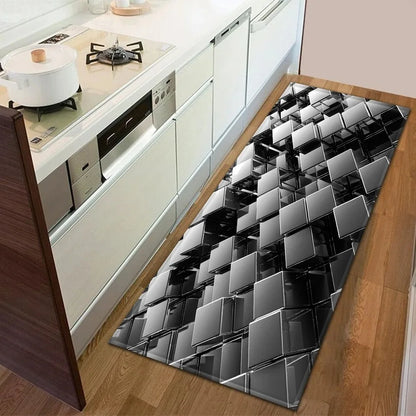 Sci-fi Geometric Square Pattern Home Kitchen Floor Mat Door Front Decoration Floor Mat
