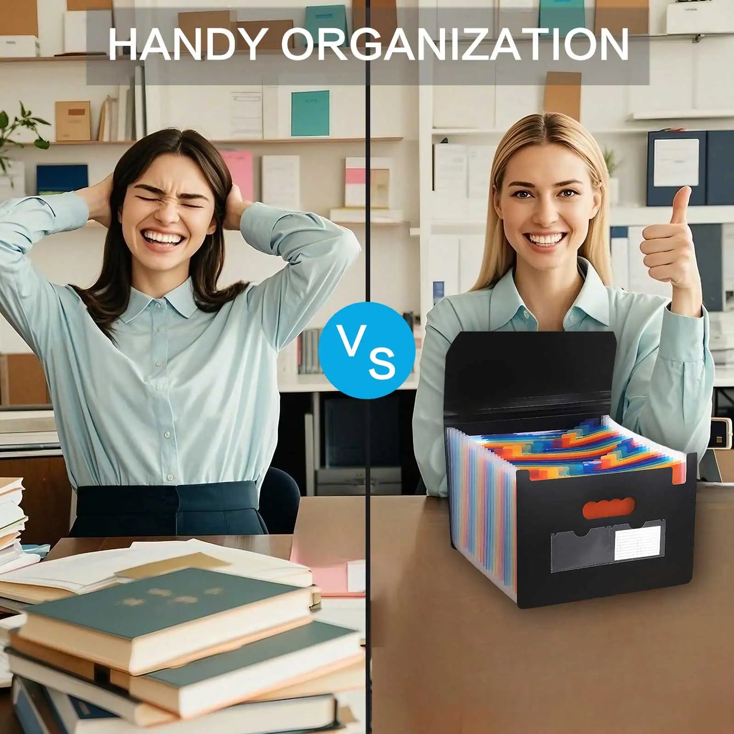 STONEGO Accordion Bag 13/25 Grid Three-side Sealed Flap Folder, Office Document Storage Bag, Durable and Waterproof Design