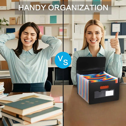 STONEGO Accordion Bag 13/25 Grid Three-side Sealed Flap Folder, Office Document Storage Bag, Durable and Waterproof Design