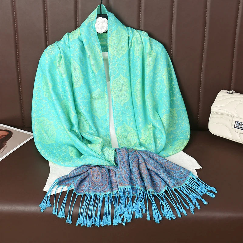 70x190CM Women Cotton Jacquard Scarf Big Shawl Fashion Elegant Lady Long Printing Decorate Scarves Sun Protection Bandana Hijab