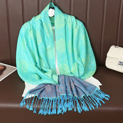 70x190CM Women Cotton Jacquard Scarf Big Shawl Fashion Elegant Lady Long Printing Decorate Scarves Sun Protection Bandana Hijab