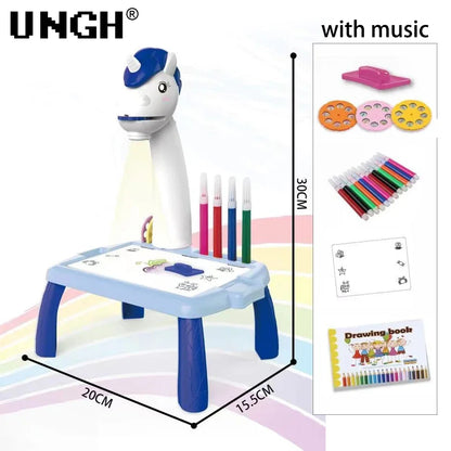 UNGH Children led projector drawing table toy painting set table educational board learning tools painting toys for children