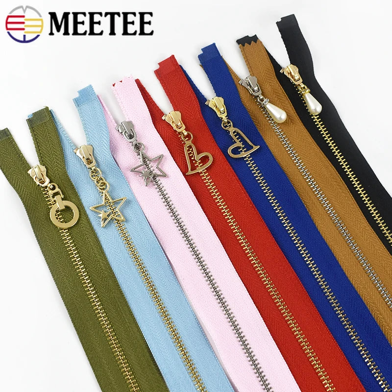 3Pcs Meetee 3# Metal Zippers Bag Zipper Closure 15-70cm Jacket Purse Easy Repair Zips Open/Close-End Coat Zip Sewing Accessories