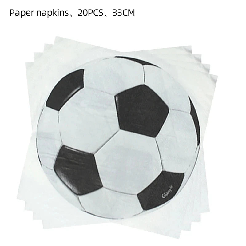 White Football Birthday Party Decorations Soccer Disposable supplies Tablecloth bag balloons children favors Kids Boys Baby game