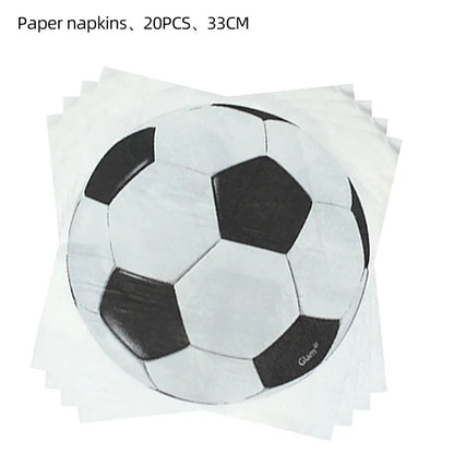 White Football Birthday Party Decorations Soccer Disposable supplies Tablecloth bag balloons children favors Kids Boys Baby game