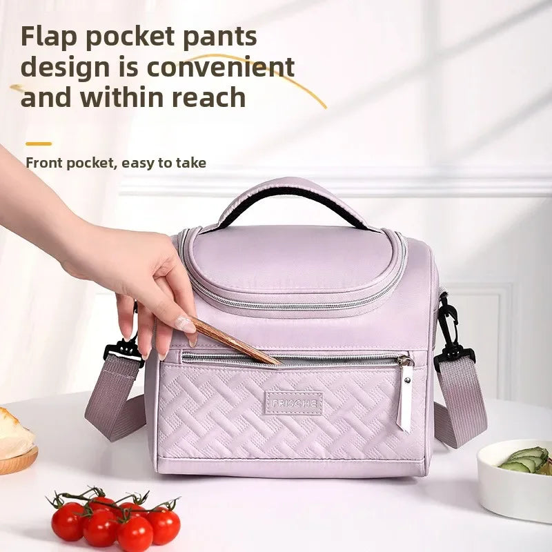 Portable Women's Thickened Bento Bag with Cross-Border Cold Insulation Ice Pack for Outdoor Picnics Insulated Lunch Bo