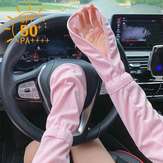 Sun Protection Ice Sleeve Gloves UV Protection Women Summer Driving Cycling Arm Sleeves Adjustable Cuffs Loose