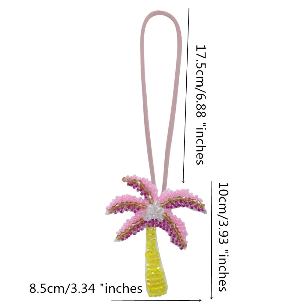 3D Handmade Rhinestone Beaded Coconut tree, butterfly hanging rope Patches Crystal Bag lanyard Patch beading Applique Patch