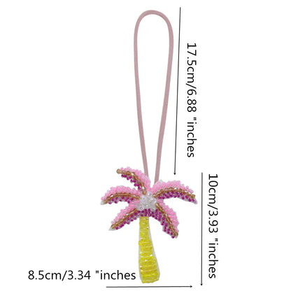3D Handmade Rhinestone Beaded Coconut tree, butterfly hanging rope Patches Crystal Bag lanyard Patch beading Applique Patch