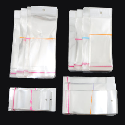 100pcs Multi Sizes Transparent OPP Bags With Hole Self Seal Clear Plastic Self Adhesive Cellophane Bag Food Storage Gift Package