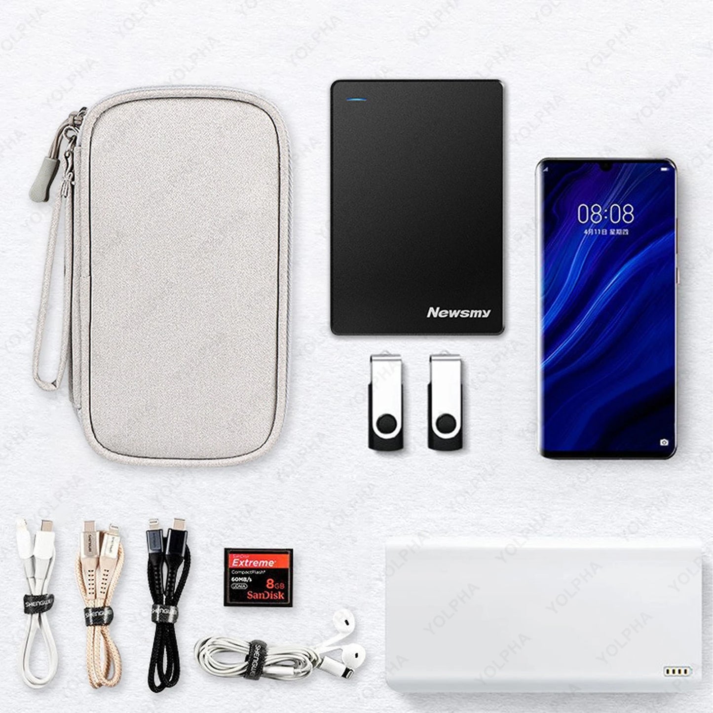 Waterproof Cable Organizer Travel Cord Pouch Electronics Accessories Case Multi Compartment Portable Data Cable Storage Bag