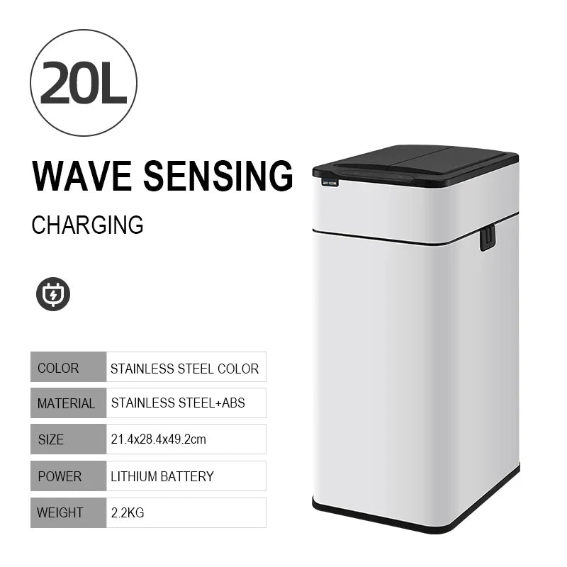 Wastebasket 20-liter Trash Can Stainless Steel Large Kitchen Garbage Can Smart Trash Can 20l 15l Food Waste Bin Automatic Sensor