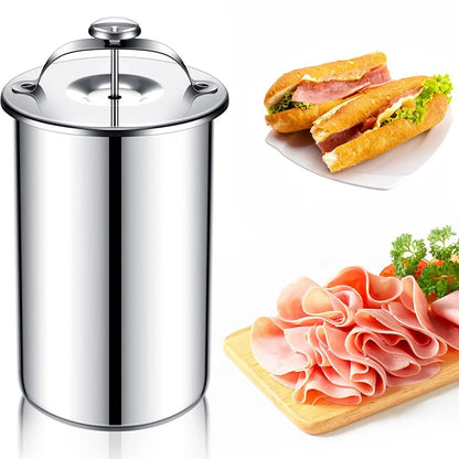 Stainless Steel Steamed Meat Pot Meat Press Cooker Ham Press with Thermometer Steamed Meat Bucket Home Kitchen Cooking Bake Tool
