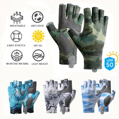 2pcs Elastic Fishing Gloves Profession Breathable Sweat-absorbent Men Cycling Gloves Anti-slip Sun Protection Fingerless Gloves