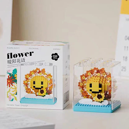 New product 7345-7348 Star Flower Language Rainbow Bouquet Assembled Toys Girls Rose Building Block Ornaments
