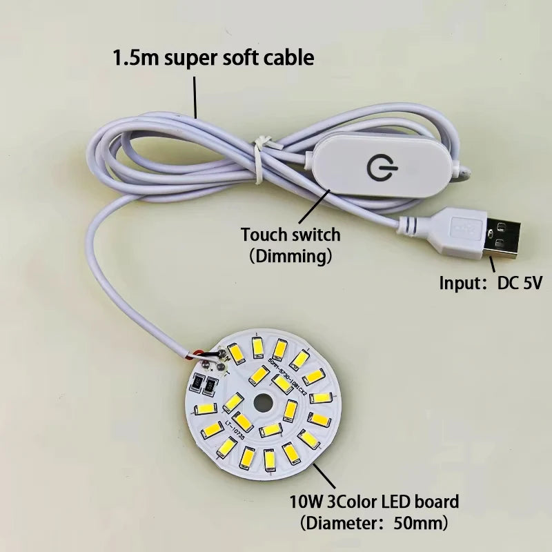 1.5M Line Length DC 5V USB LED Lights 3 Colors 3W 10W Desk Book Lamp With Touch Switch Dimmable Bedroom Reading USB Night Light