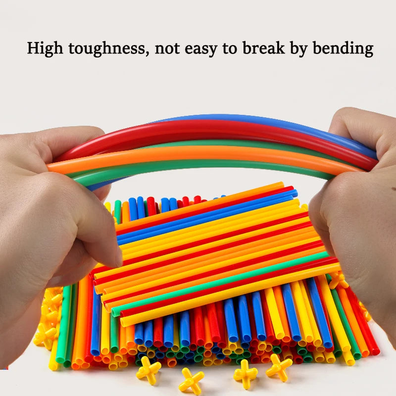 Straw Constructor Toys Building Toys Straws and Connectors Building Sets Colorful Motor Skills Engineering Educational Toy