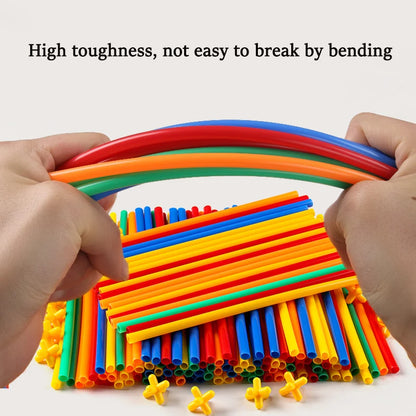 Straw Constructor Toys Building Toys Straws and Connectors Building Sets Colorful Motor Skills Engineering Educational Toy