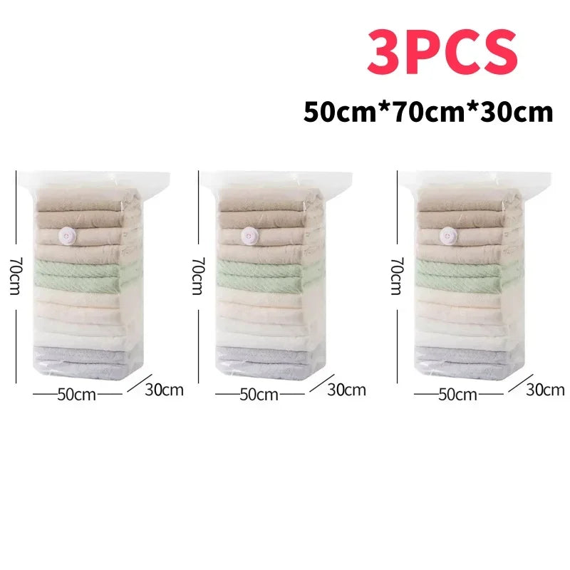1-5pcs Thick Vacuum Compression Bag No Need Pump Cubic Large Plastic Vacuum Bags Quilt Clothes Storage Bags Travel Packing Bag