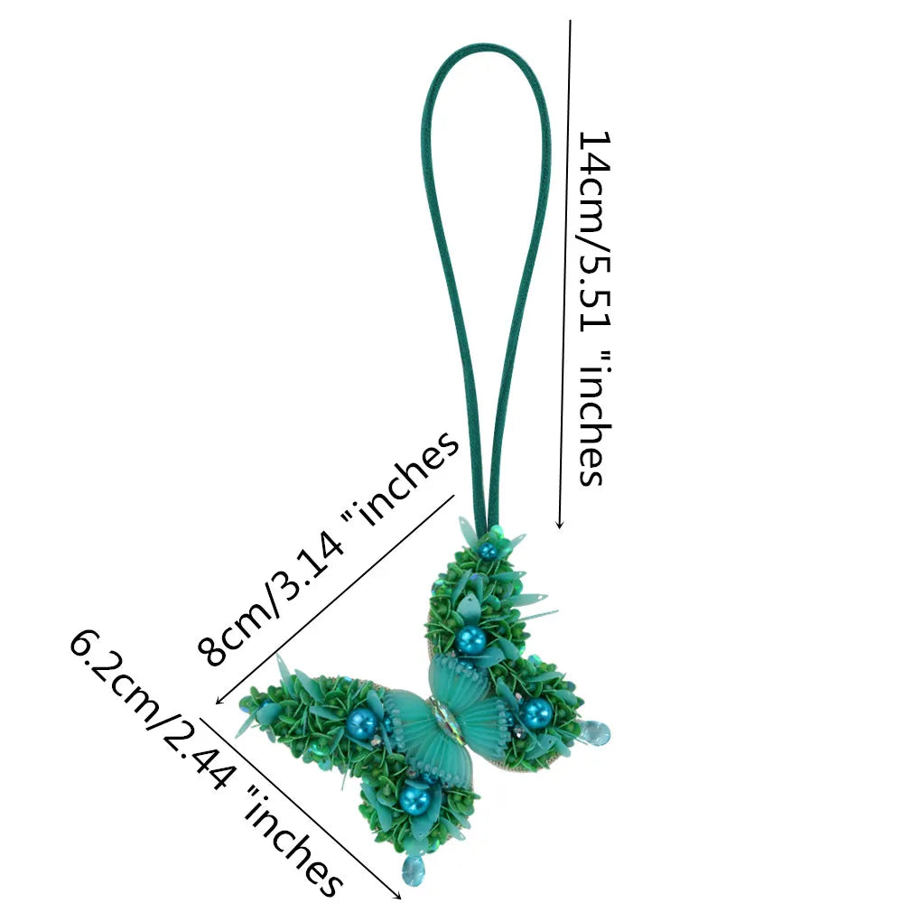 3D Handmade Rhinestone Beaded Coconut tree, butterfly hanging rope Patches Crystal Bag lanyard Patch beading Applique Patch