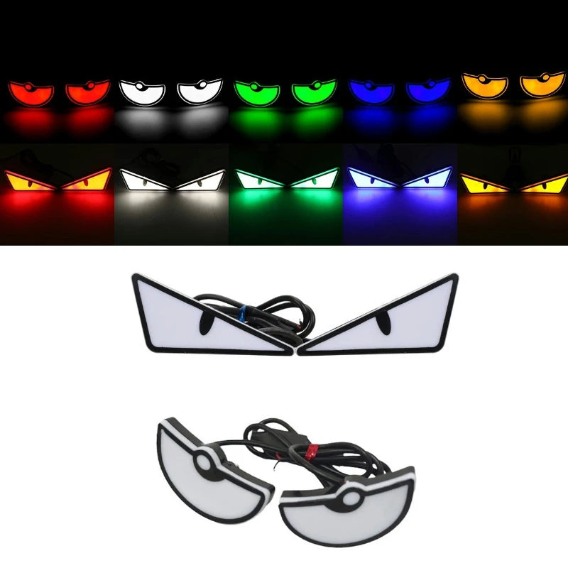 Universal Motorcycle LED Devil Eye Light Demon Eye Light Waterproof Headlight Mini Projector Lens Lamp Car Decoration Lamp
