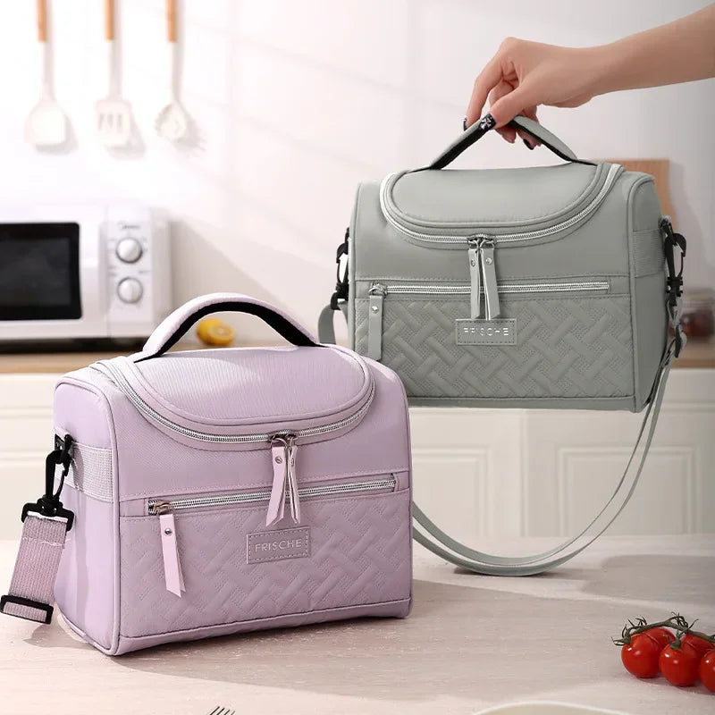 Portable Women's Thickened Bento Bag with Cross-Border Cold Insulation Ice Pack for Outdoor Picnics Insulated Lunch Bo