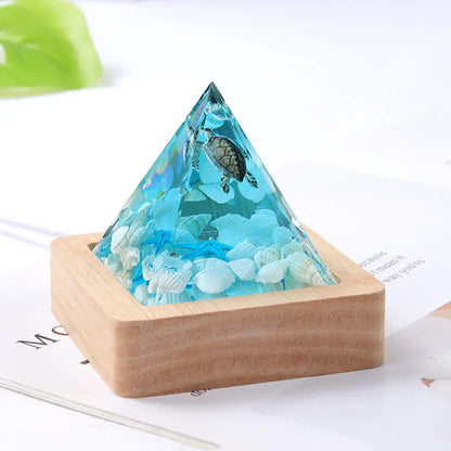 Cute Pyramid Turtle Jellyfish Shark Shell Epoxy Resin Desk Ornaments Children Bedroom Room Decoration for Kids Gift Glow Night