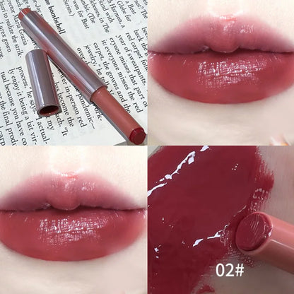 Strawberry Brown Jelly Lipstick Water Gloss Mirror Lip Gloss Moisturizing Hydrating Water Light Lip Stick Non-Sticky Lips Makeup