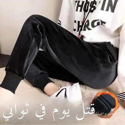 Thiened Fce/Lightweight Velvet Women's Autumn Winter Warm Loose Harem Casual Sweatpants Slimming Trendy High Waist Nine ...