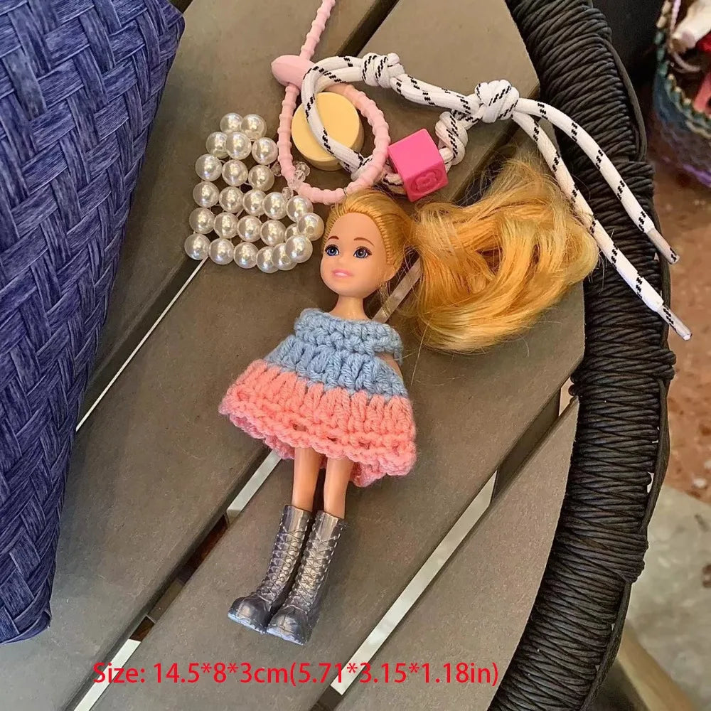 2024 Newest Cute Doll Pendant Hanging Backpack Ornament DIY Change Clothes Bag Charm Car Key Ring Bag Decoration for Doll