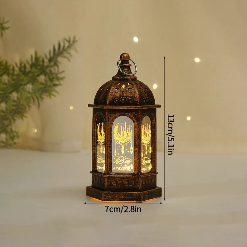 Ramadan Lamp 2025 Eid Mubarak Night Light Easter Muslim Desktop Ornament Hanging Lantern Creative Home Decor Party Supplies