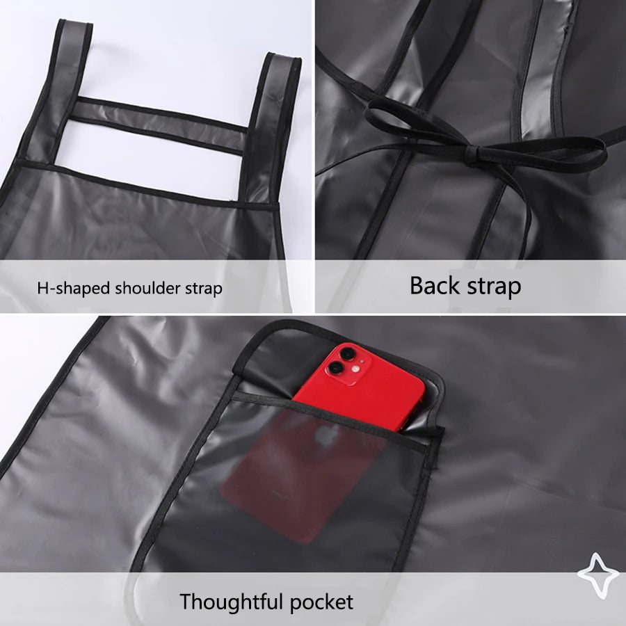 Waterproof TPU Kitchen Apron - Sleeveless, Oil Resistant, Lightweight for Cooking & Cleaning