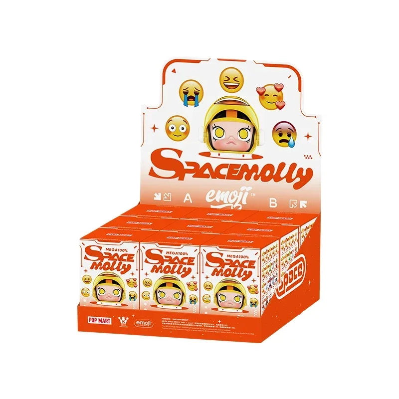 POP MART MEGA SPACE MOLLY 100% X Emoji Series Blind Box Guess Bag Desktop Decoration Cute Model Gift Girl Blind Bag Toys Anime