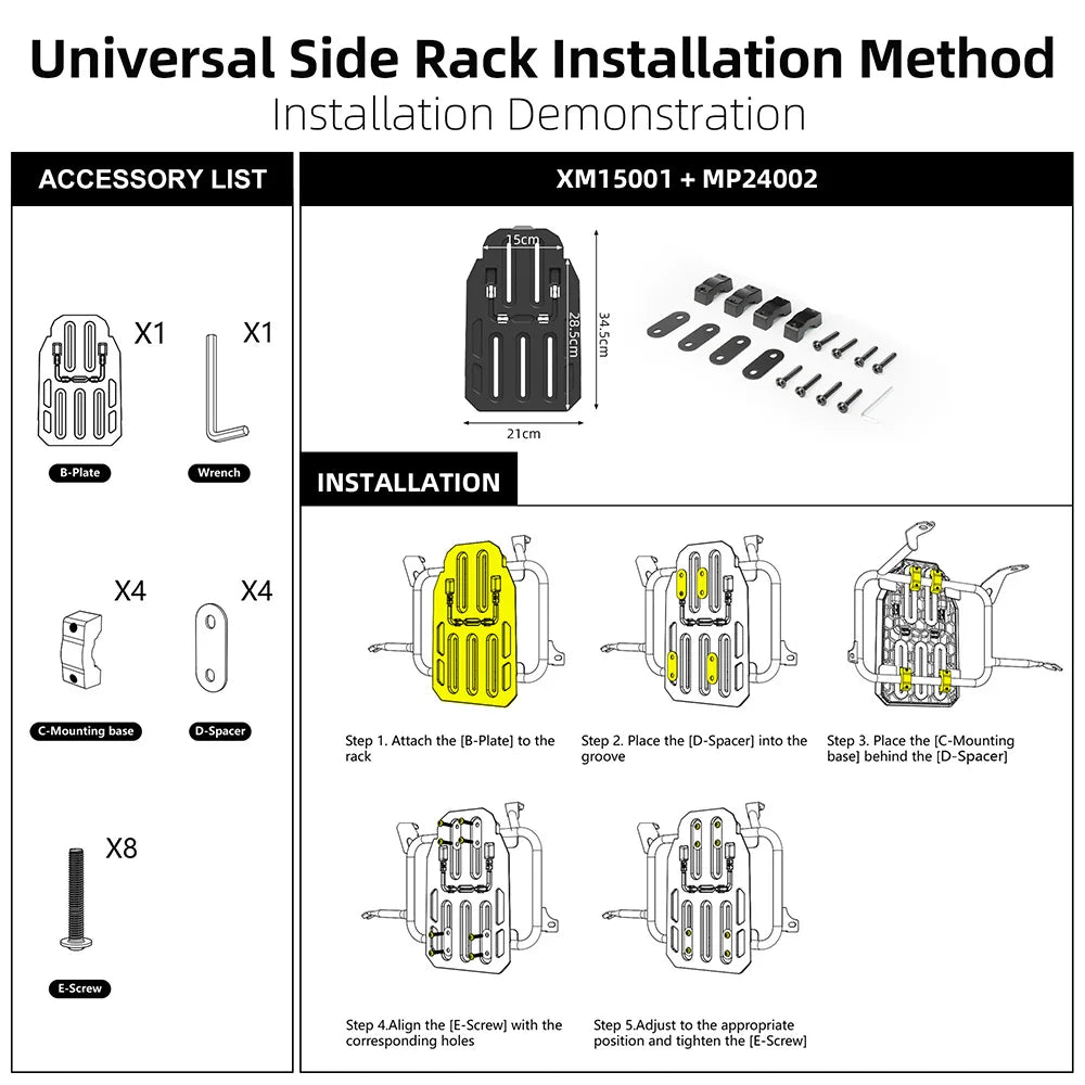 Rhinowalk Motorcycle Side Bag Accessories For MJX2004 Installing Fit Motor Irregularly Curved Bracket Avoiding Touch Exhaust