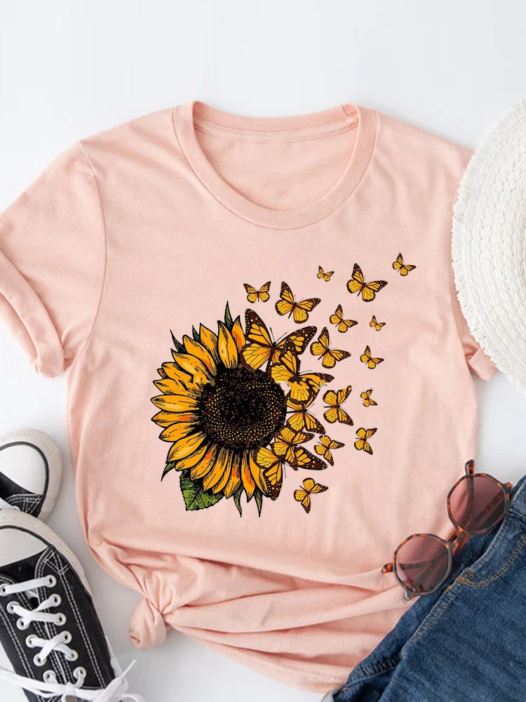 Summer Clothing leopard love heart sweet Fashion Women Tee T-shirts Casual Short Sleeve Regular Female Graphic T Shirt Clothes