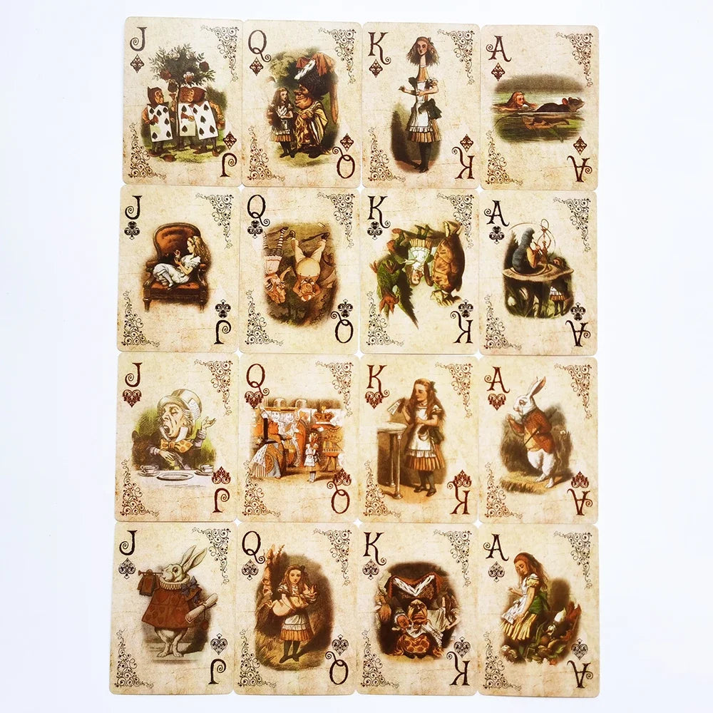 Vintage Retro Playing Cards Alice Game Poker Playing Cards Deck Board Games Poker Ideal for Themed Parties Props Theme and Games