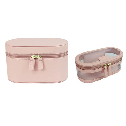 Travel portable multi functional fashionable makeup bag large capacity transparent cosmetic bag with small bag