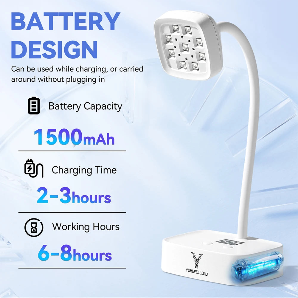 YOKEFELLOW Mini Led UV Nail Light With Auto Sensor Gooseneck Gel X Nail Lamp for Flash Curing Gel Nail Polish and Nail Tips