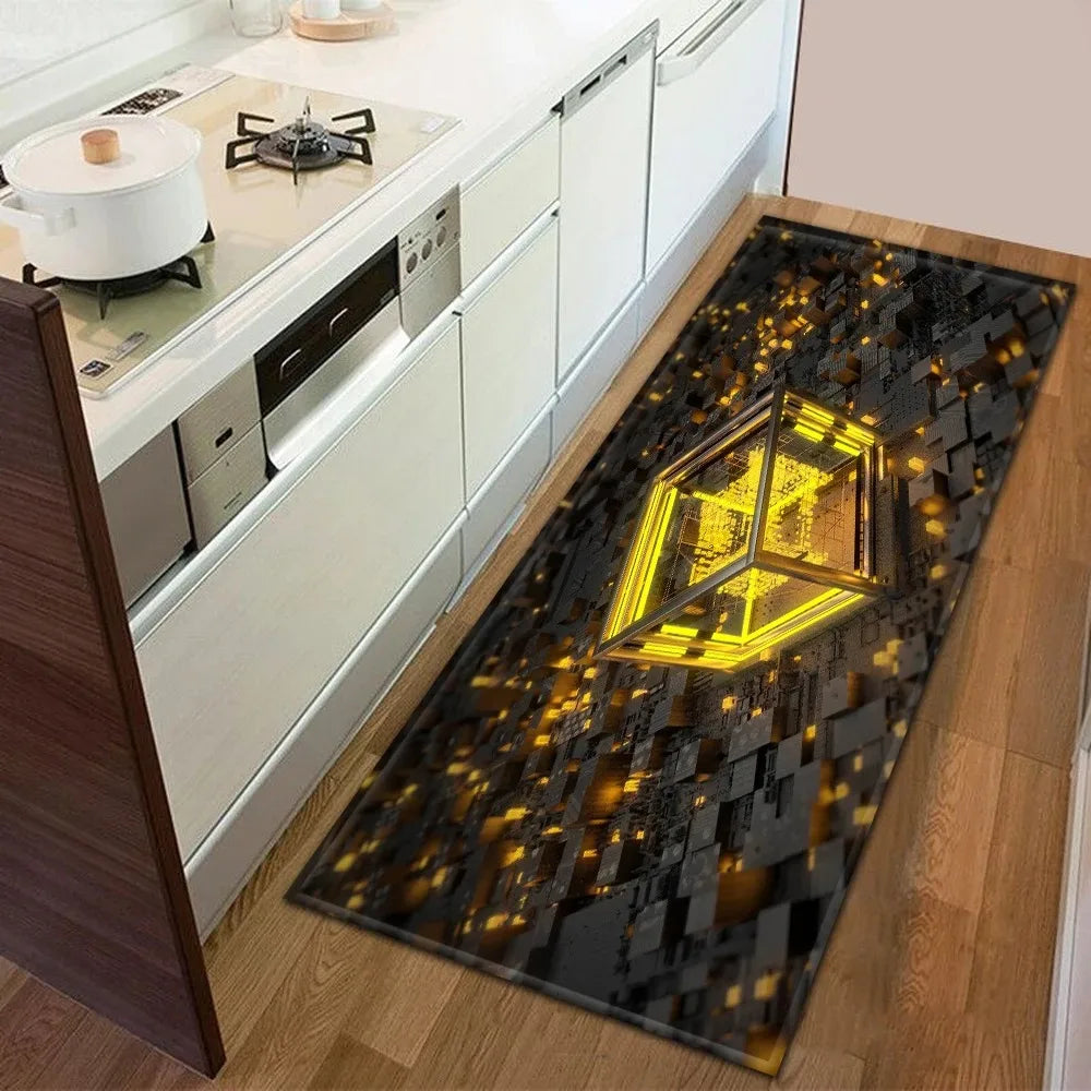Sci-fi Geometric Square Pattern Home Kitchen Floor Mat Door Front Decoration Floor Mat