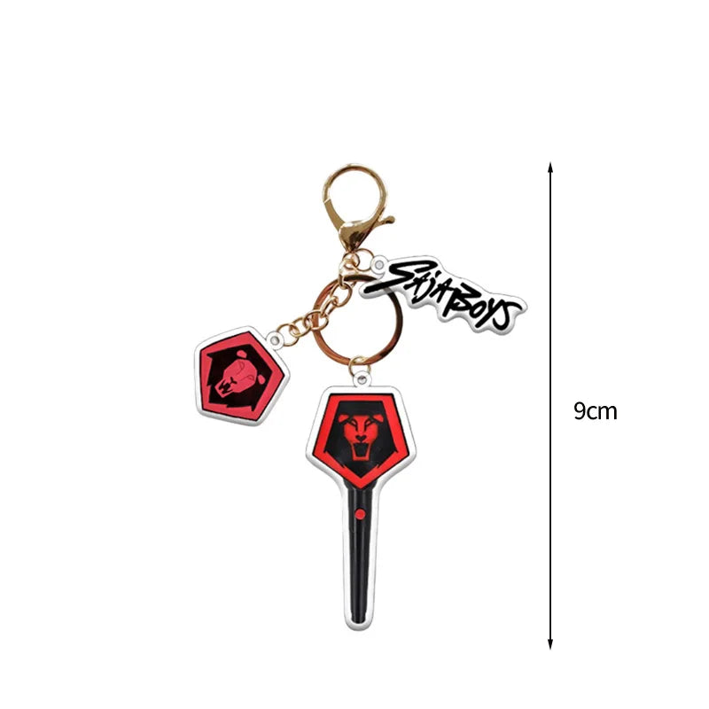 1-9PCS KPop Demo Hunters Keychain Tiger Saja Boy Cosplay Bag Hanging Pendant Anime Keyrings Bag Charms Xmas Gift Necklace Set