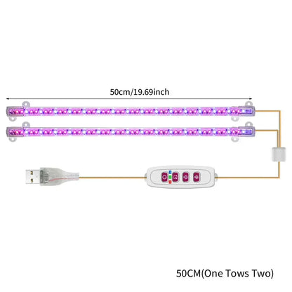 1/2/3/4 Red Blue LED Grow Light Strip Tube Indoor Plant USB Full Spectrum Phyto Lamp Dimmable Timer Seedlings Vegs Flower Lamp