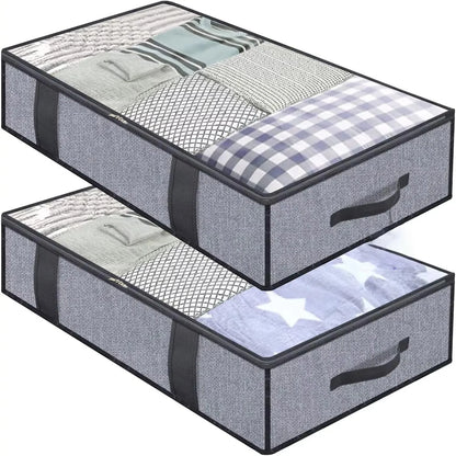 2pcs under the bed quilt storage bag with cover can be folded, can be used for bedding clothes toys，Clothing organizer
