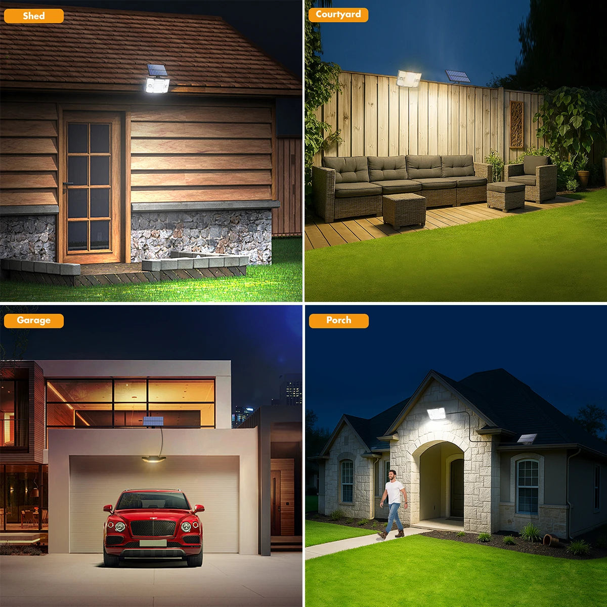 Solar Lamp Outdoor Solar Light IP65 Waterproof 1500mAh Remote Control Adjustable Angle 5 Meter Delay Wire for Gate Wall House