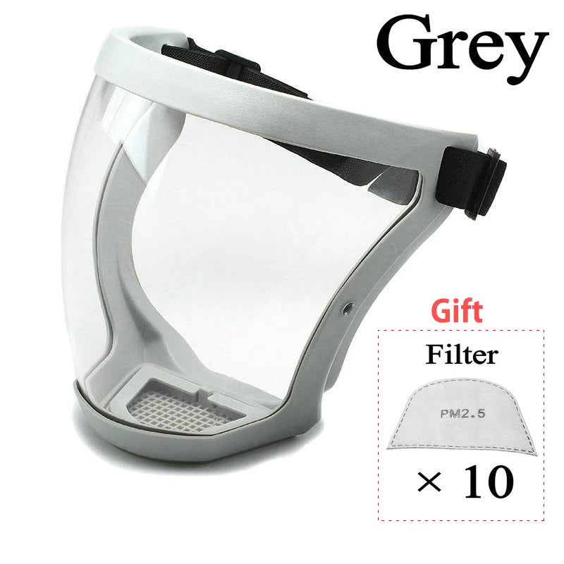 Transparent Security protection Full Face Shield Kitchen Anti-splash Face Shield Anti-fog Safety Glasses Face Mask With Filters