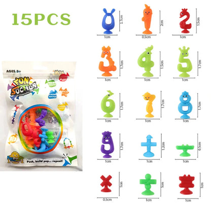 Soft Building Blocks Suction Cup Toys DIY Puzzle Sticky Game Children Bath Toys Montessori Sensory Stress Release Toy for Autism