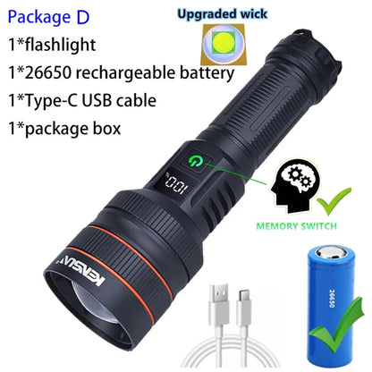 Strong Light Lantern High Power LED Flashlight USB Rechargeable Powerful Tactical Torch Super Long Range Lamp Outdoor Fishing